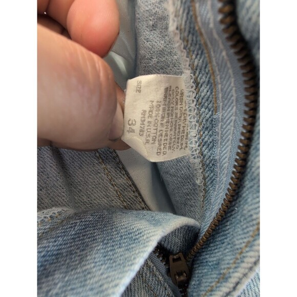 2- VTG Lee Shorts Mens 34 Made in USA 90s Riders Jeans Jorts Skate Light Wash - Picture 2 of 16